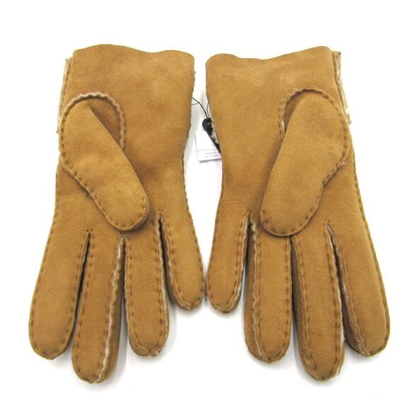 UGG SHEEPSKIN TURNED BOW GLOVES IN CHESTNUT SZ M - Picture 3 of 7